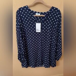 Kim Rogers Dark Blue Polka Dot Blouse